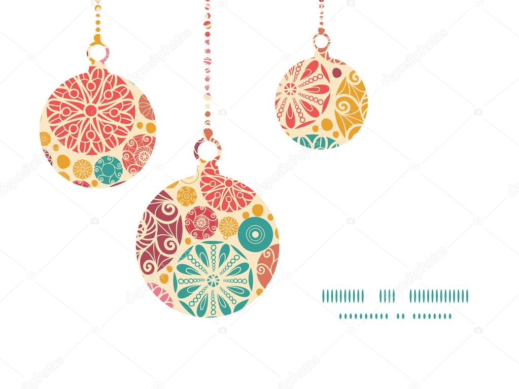 Vector abstract decorative circles Christmas ornaments silhouettes pattern frame card template