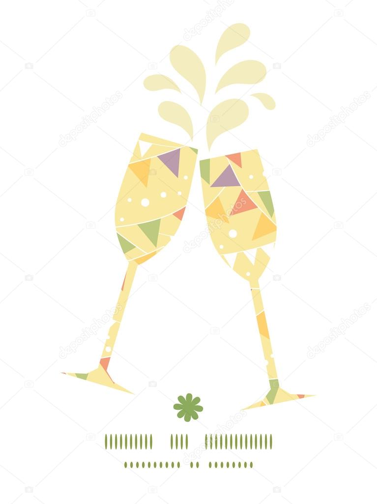 Vector party decorations bunting toasting wine glasses silhouettes pattern frame