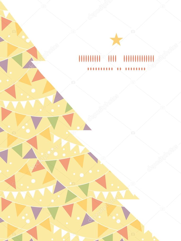Vector party decorations bunting Christmas tree silhouette pattern frame card template