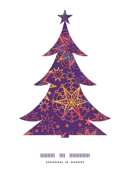 Vector texturizado estrellas de Navidad árbol de Navidad silueta patrón marco tarjeta plantilla — Vector de stock