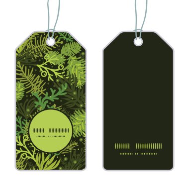 Vektör yaprak dökmeyen Noel ağacı dikey yuvarlak kare desen kümesi Etiketler