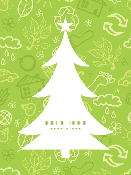 Vector environmental Christmas tree silhouette pattern frame card template — Stock Vector