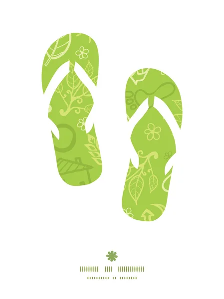 Vector milieu flip-flops silhouetten patroon frame — Stockvector