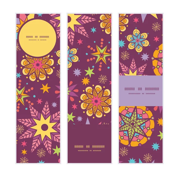 Vector colorful stars vertical banners set pattern background — Stock Vector