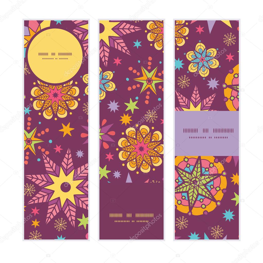 Vector colorful stars vertical banners set pattern background