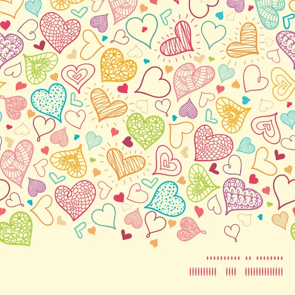 Vector doodle corazones corazón silueta patrón marco — Vector de stock