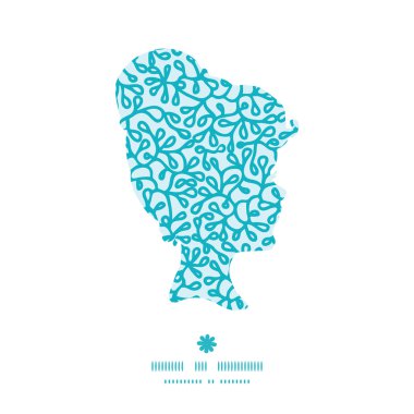 Vektör soyut sualtı bitkiler kız portre siluet tasarlamak çerçeve