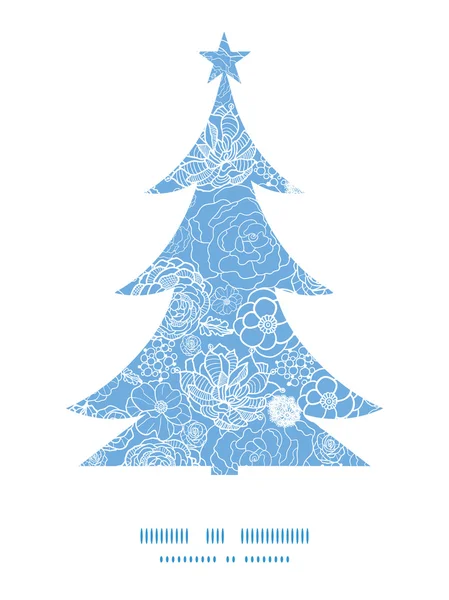 Vector paarse kant bloemen kerstboom silhouet patroon frame kaartsjabloon — Stockvector