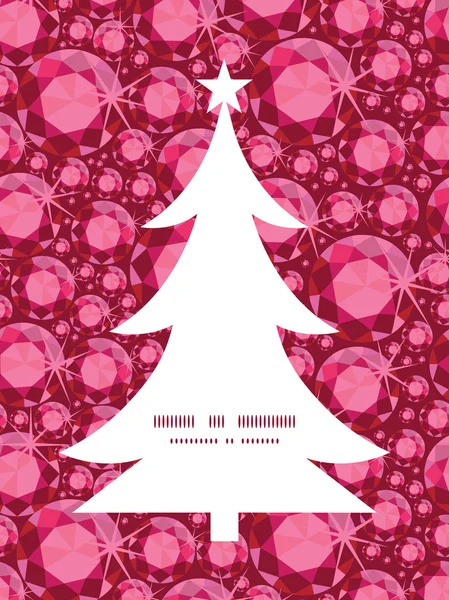 Vektör yakut Noel ağacı siluet desen çerçeve kartı şablonu — Stok Vektör