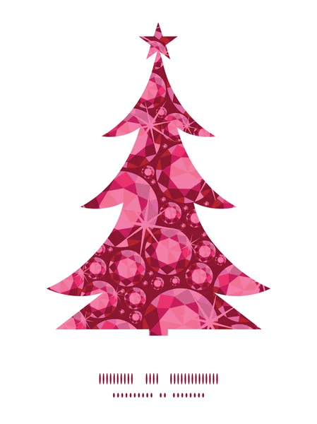 Vector ruby kerstboom silhouet patroon frame kaartsjabloon — Stockvector