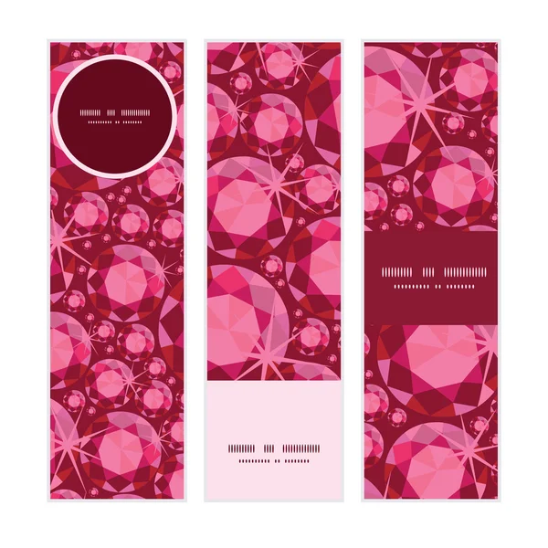 Bannières verticales vectorielles rubis définir le fond du motif — Image vectorielle