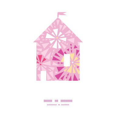 Vektör pembe soyut üçgenler ev siluet tasarlamak çerçeve