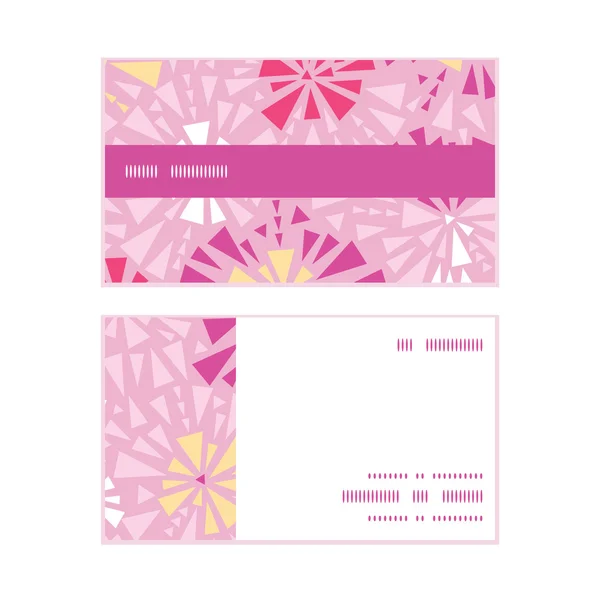 Vector roze abstracte driehoeken horizontale stripe patroon visitekaartjes kaderset — Stockvector