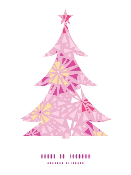 Vector rosa abstracto triángulos árbol de Navidad silueta patrón marco tarjeta plantilla — Archivo Imágenes Vectoriales