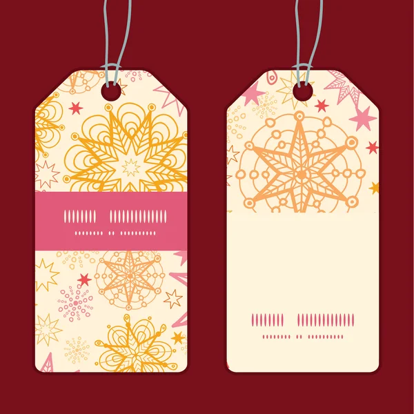 Vector warm stars vertical stripe frame pattern tags set — Stock Vector