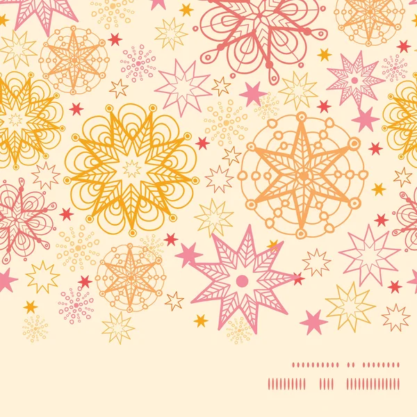 Vector warm stars horizontal frame seamless pattern background — Stock Vector