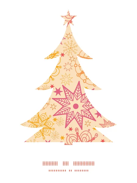 Vector warme sterren kerstboom silhouet patroon frame kaartsjabloon — Stockvector