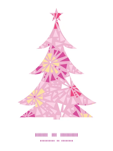 Vector pink abstract triangles Christmas tree silhouette pattern frame card template — Stock Illustration Vector pink abstract triangles Christmas tree silhouette pattern frame card template Vector Graphics