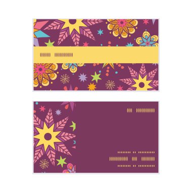 Vektör renkli yıldız yatay çizgili çerçeve desen kartvizit ayarla