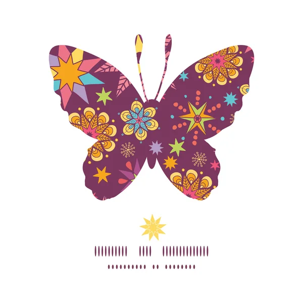 Vector kleurrijke sterren butterfly silhouet patroon frame — Stockvector