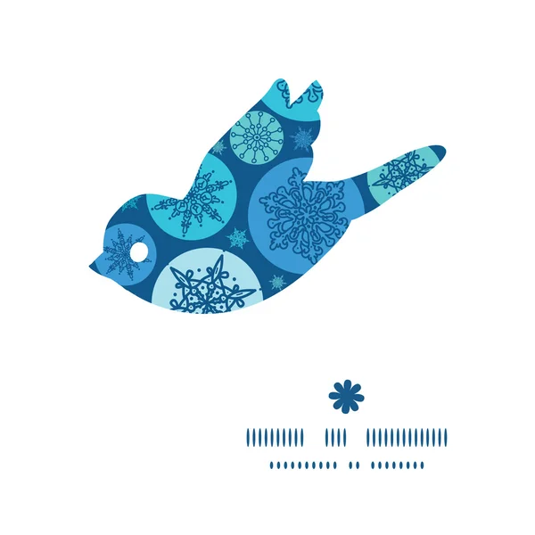 Φορέα στρογγυλή νιφάδες χιονιού πουλί σιλουέτα μοτίβο πλαίσιο — Διανυσματικό Αρχείο
