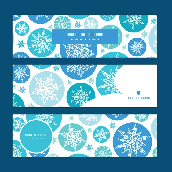 Vector ronda copos de nieve Navidad copo de nieve silueta patrón marco tarjeta plantilla — Vector de stock