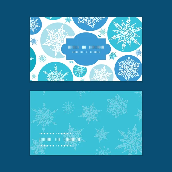 Vector ronde sneeuwvlokken Kerstmis sneeuwvlok silhouet patroon frame kaartsjabloon — Stockvector