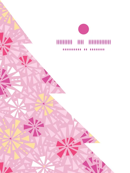 Διάνυσμα ροζ τρίγωνα αφηρημένη χριστουγεννιάτικο δέντρο σιλουέτα μοτίβο πλαίσιο πρότυπο κάρτας — Διανυσματικό Αρχείο