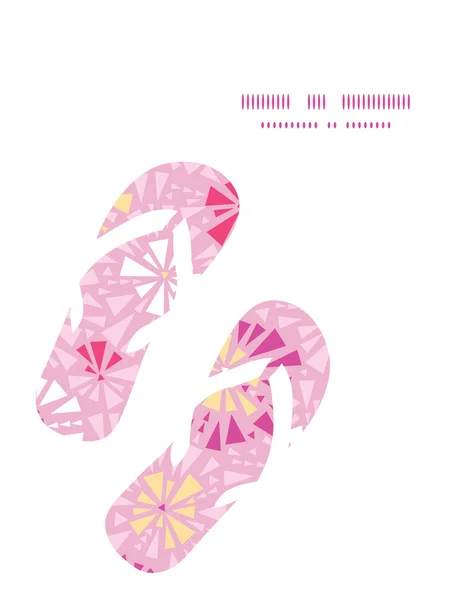 Vector pink abstract triangles flip flops silhouettes pattern frame — Stock Vector