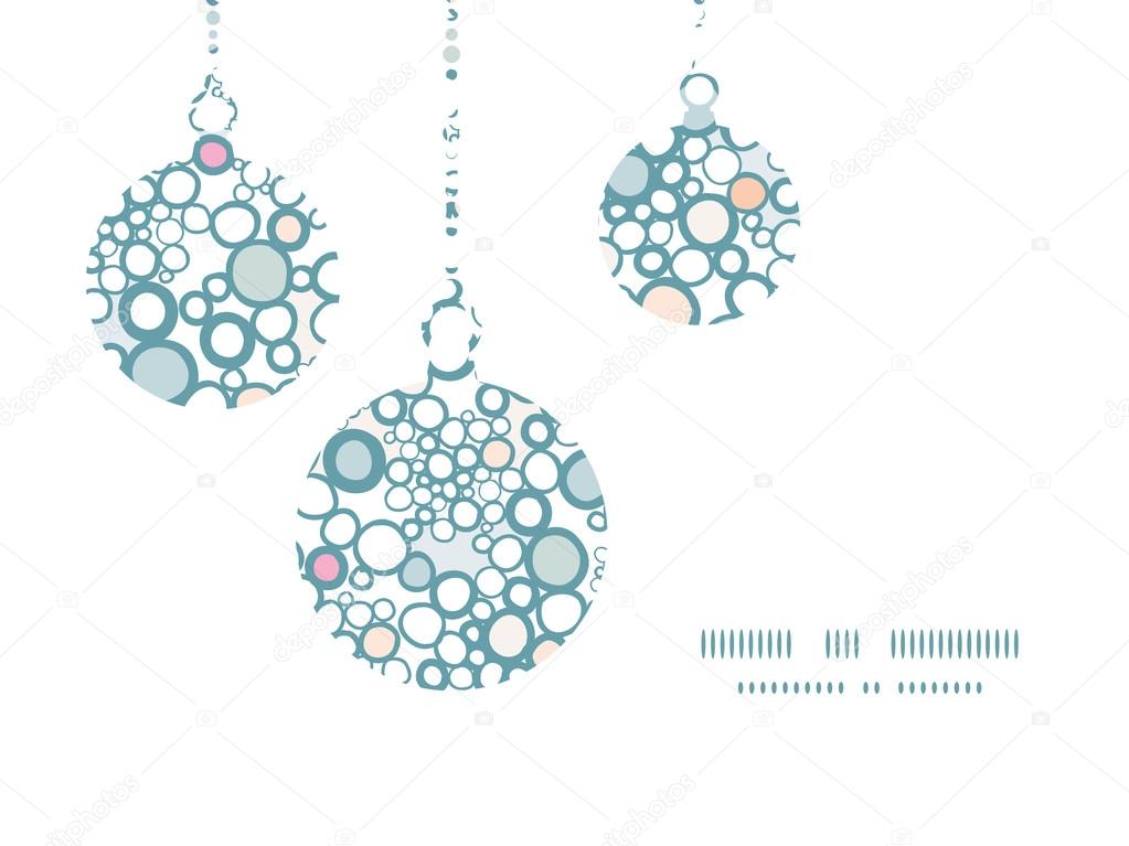 Vector colorful bubbles Christmas ornaments silhouettes pattern frame card template