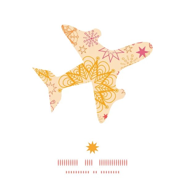 矢量温暖明星飞机轮廓模式框架 — 图库矢量图片