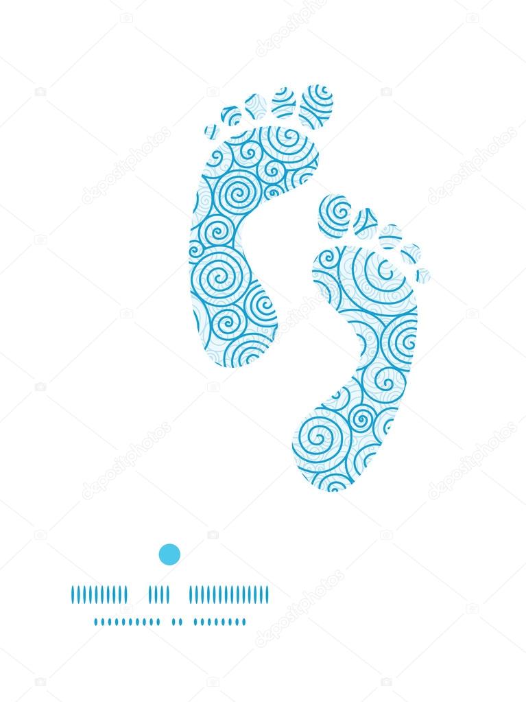 Vector abstract swirls footprints silhouettes pattern frame