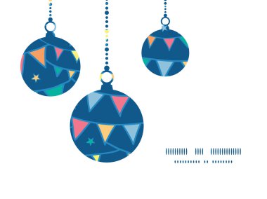 Siluetleri desen çerçeve kartı şablonu vektör renkli doodle kiraz kuşu bayrakları Noel süsler
