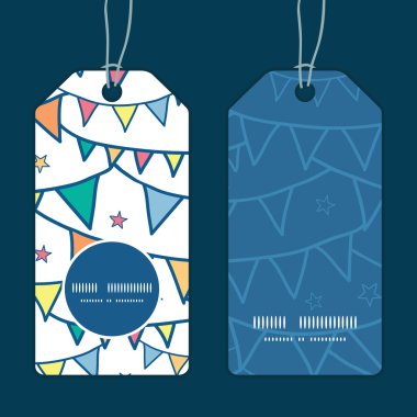 Vektör renkli doodle kiraz kuşu dikey yuvarlak kare desen Etiketler kümesi bayraklar