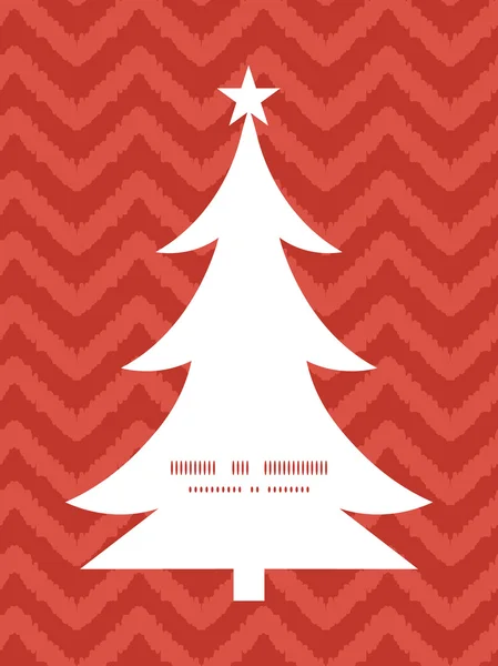 Vector colorido ikat chevron árbol de Navidad silueta patrón marco tarjeta plantilla — Archivo Imágenes Vectoriales