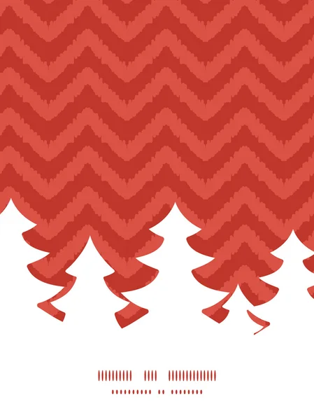 Vector kleurrijke ikat chevron kerstboom silhouet patroon frame kaartsjabloon — Stockvector