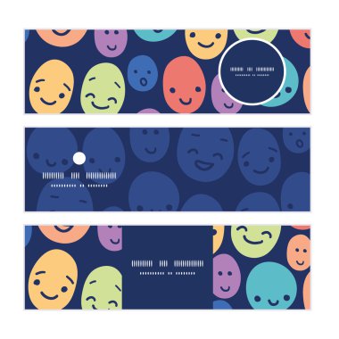 Desen arka plan vektör Komik suratlar yatay Banner ayarla