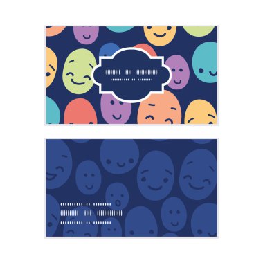 Yatay Çerçeve desen kartvizit set vektör komik yüzler