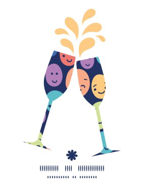 Vector funny faces toasting wine glasses silhouettes pattern frame vector Vector funny faces toasting wine glasses silhouettes pattern frame vector