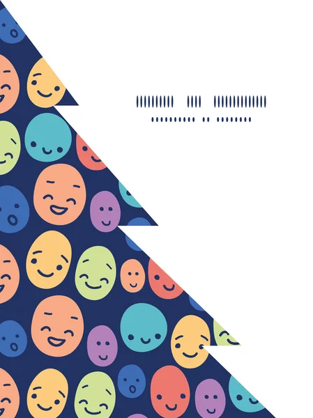 Vektor lustige Gesichter Weihnachtsbaum Silhouette Muster Rahmen Karte Vorlage — Stockvektor