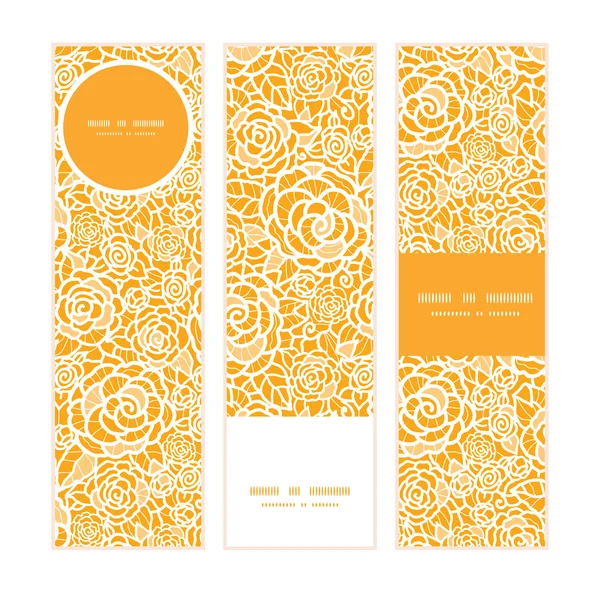 Vetor dourado rendas rosas banners verticais definir fundo padrão — Vetor de Stock