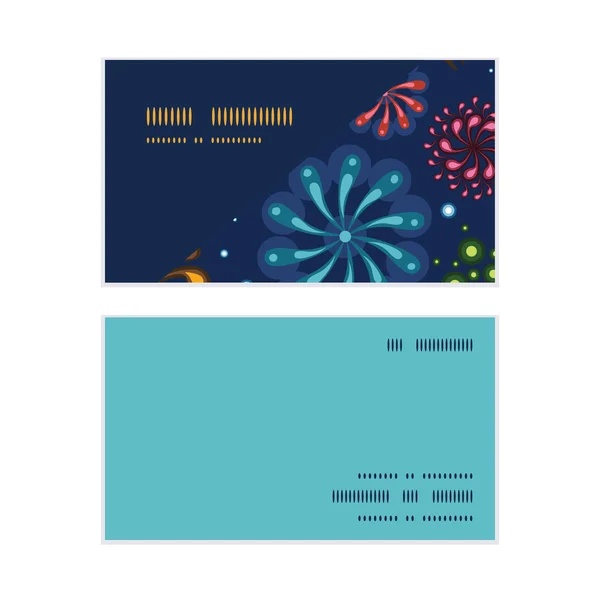 Fiestas vectoriales fuegos artificiales esquinero horizontal patrón tarjetas de visita conjunto — Archivo Imágenes Vectoriales