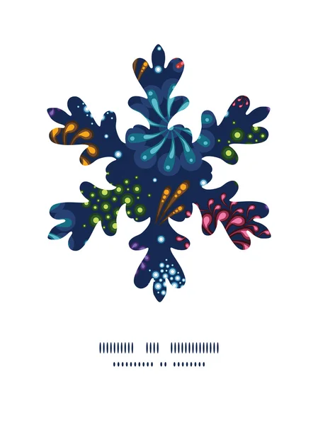 Vector holiday fireworks Christmas snowflake silhouette pattern frame card template — Stock Vector