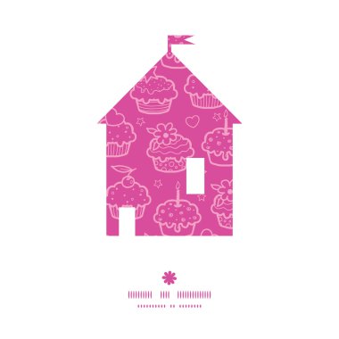 Vektör renkli cupcake parti evi siluet tasarlamak çerçeve