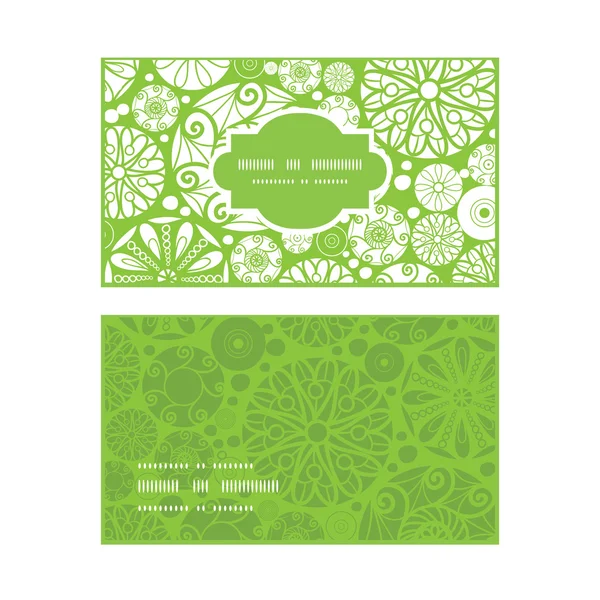 Vector abstract green and white circles horizontal frame pattern business cards set — Stock Vector