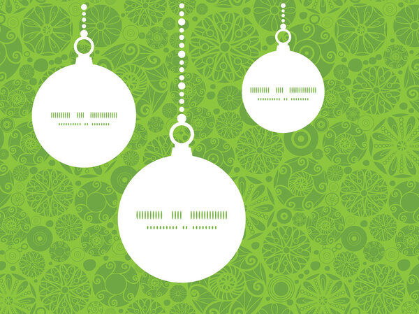 Vector abstract green and white circles Christmas ornaments silhouettes pattern frame card template