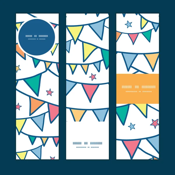 Kleurrijke doodle vector bunting vlaggen verticale banners instellen patroon achtergrond — Stockvector