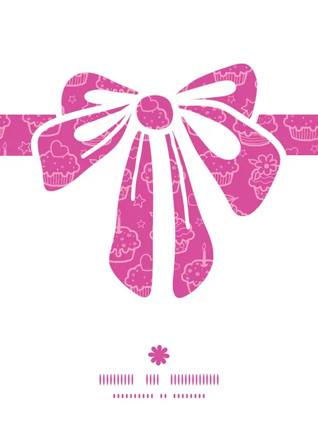 Vector färgglada cupcake party gåva bow silhouette mönster ram — Stock vektor