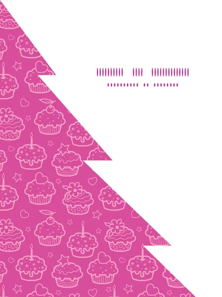 Vector kleurrijke cupcake partij kerstboom silhouet patroon frame kaartsjabloon — Stockvector