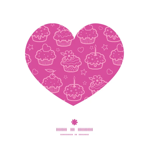 Vettore colorato cupcake partito cuore silhouette modello cornice — Vettoriale Stock